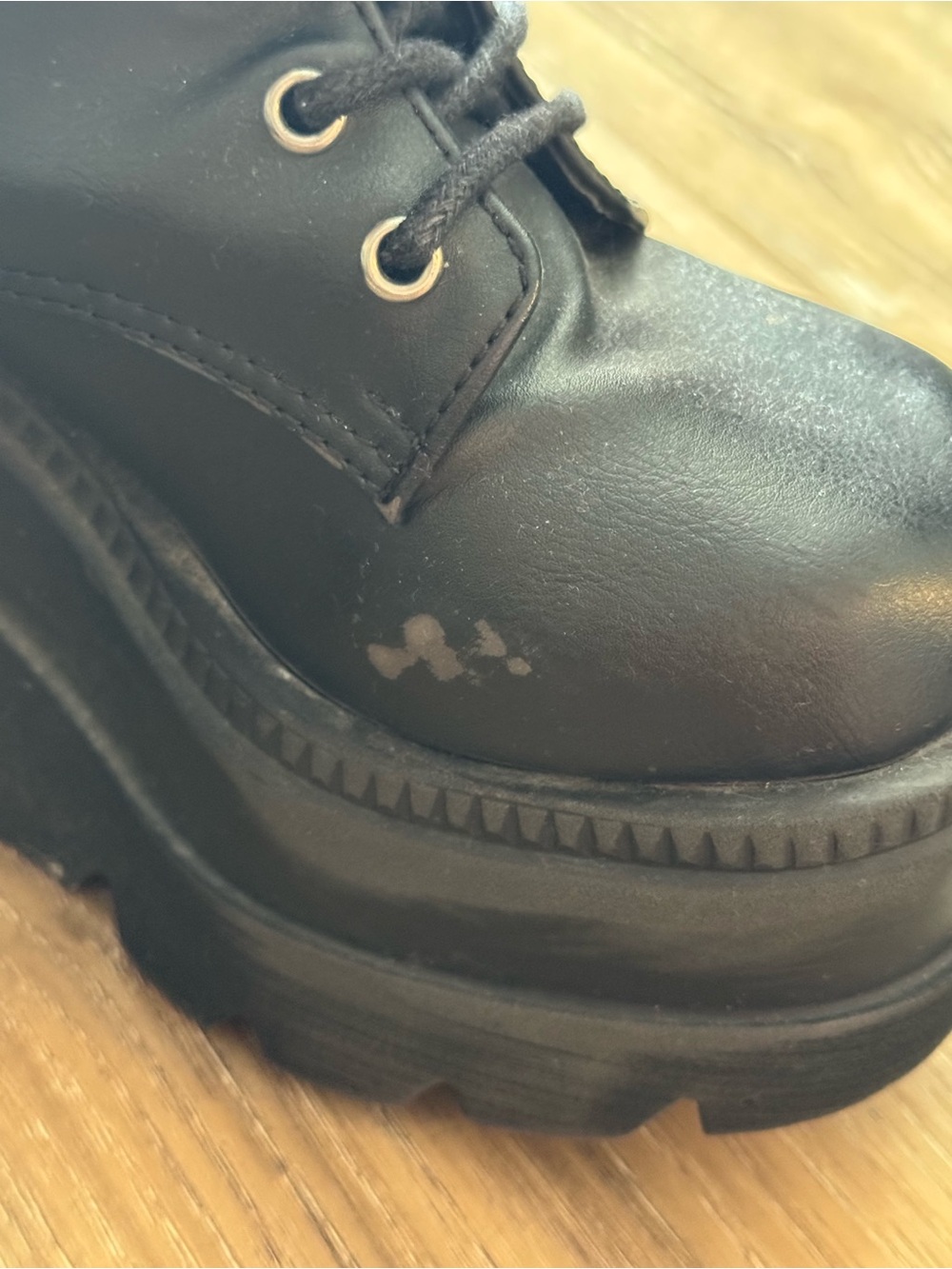 Demonia Shaker Black Leather Zip Up Platform Boots Women’s Size 5 - Picture 4 of 5